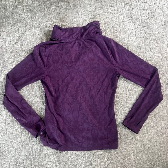 Eddie Bauer Womens Purple Paisley 1/2 Zip Long Sleeve Pullover, Size Medium - Picture 2 of 12